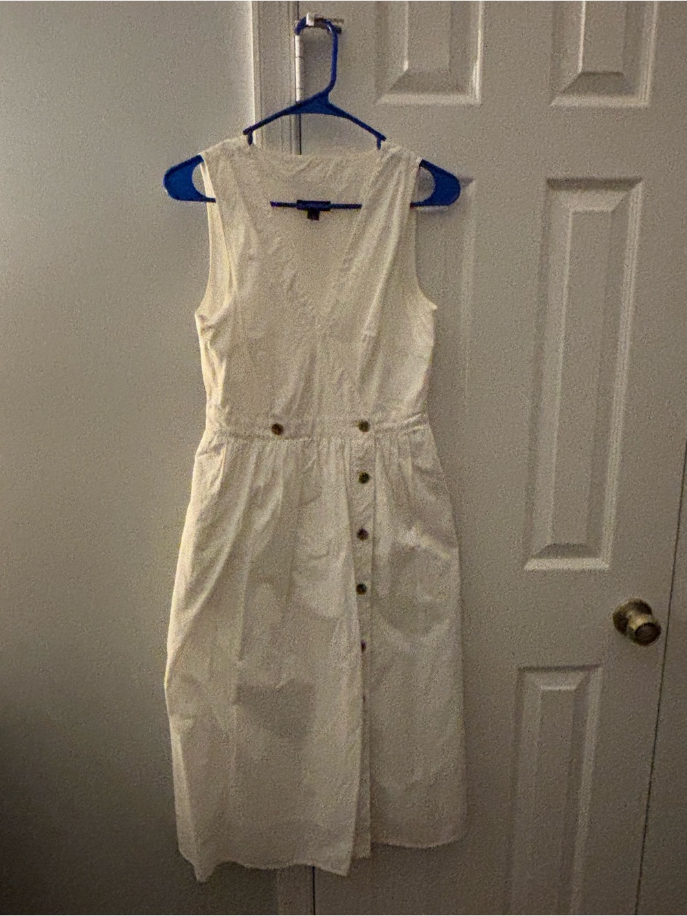 J. Crew Cream Sleeveless Button-Front Midi Dress